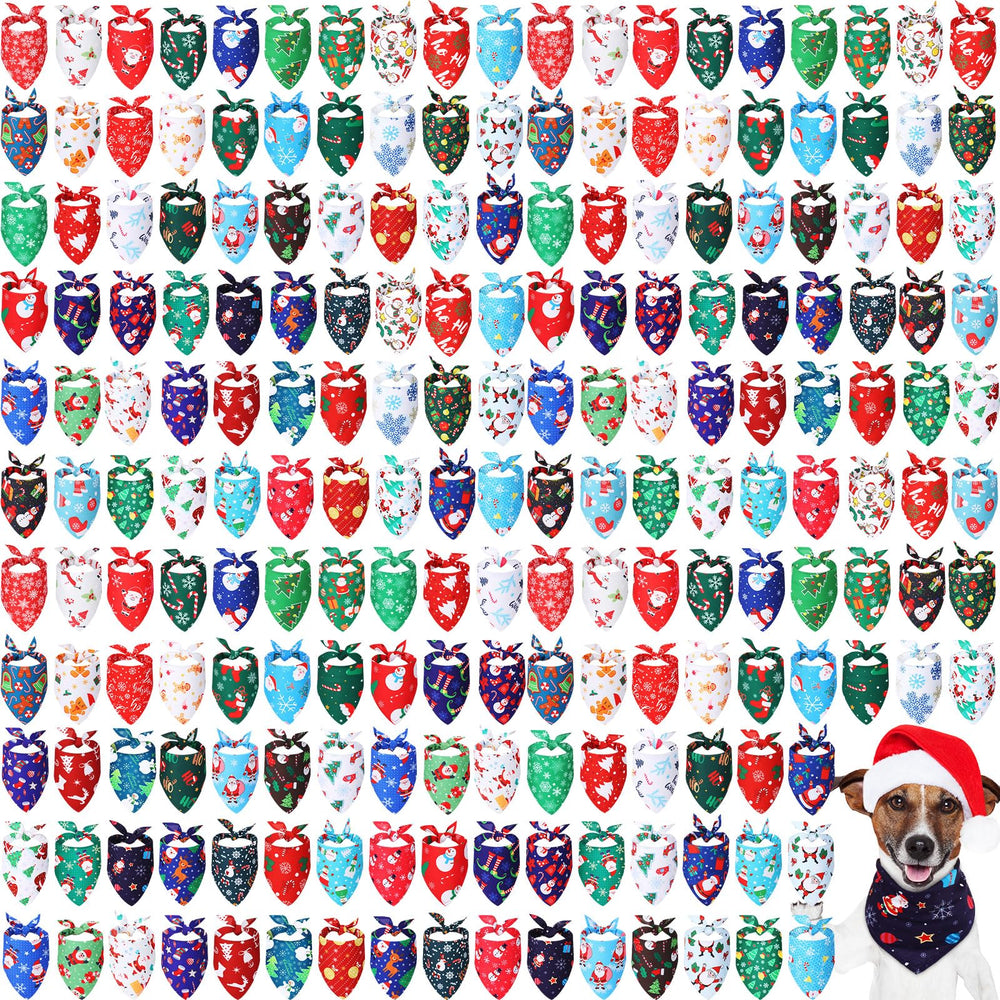 Chunful Christmas dog bandanas pack 200 varied patterns for daily festive wear