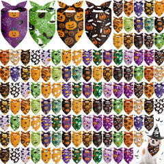 Chunful Halloween dog bandana Pumpkin pattern for festive costumes and cute photos
