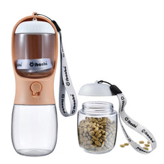 Botella Cibaabo para perros con contenedor de alimentos, 300 ml, ideal para paseos cortos.