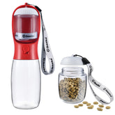 Cibaabo dog water bottle with food-container-attachment for on-the-go meals.