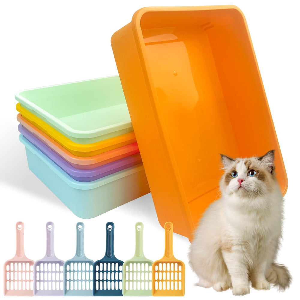 CIEOVO 6-pcs kitten litter box set in multiple colors for easy pet zone organization.
