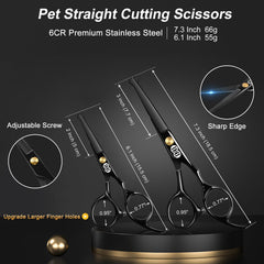 CIICII 6.1 inch straight scissors blade close-up for precise trimming.
