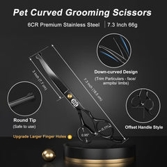 CIICII 7.3 inch straight scissors with offset handle for ergonomic comfort.