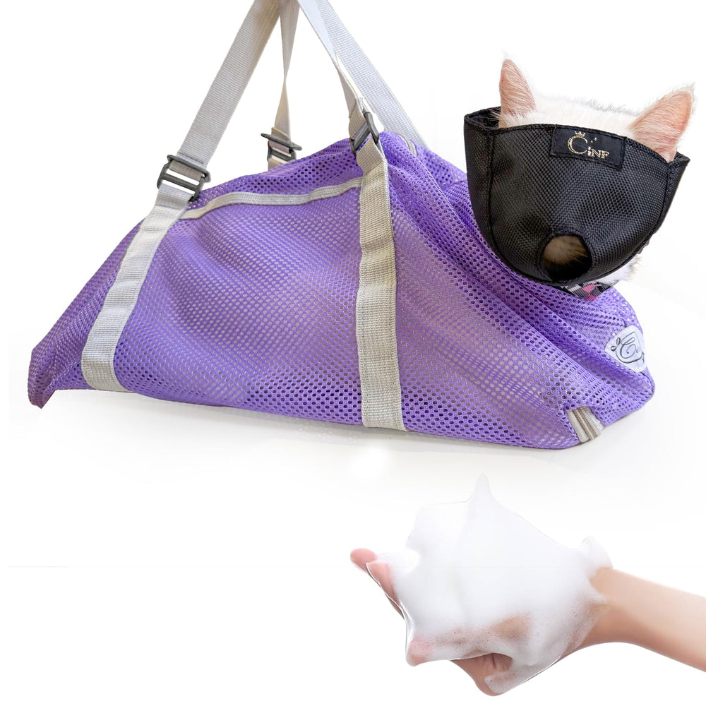 Cinf cat bathing bag entry-exit zipper enables easy entry and stress-free baths.