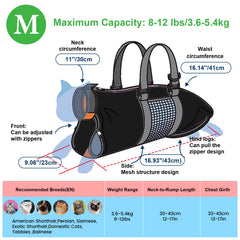 Cinf cat grooming bag rear zipper access for paw handling ease
