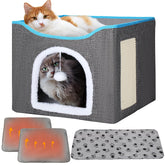 Cinnvoice cat house front view, a plush indoor lounge for cosy naps.