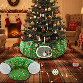 Cinnvoice Christmas cat tunnel bed under tree offers a cozy hideaway for your cat's holiday moments