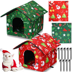Cinnvoice Christmas outdoor cat house red style offers cozy winter shelter outdoors