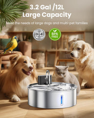 Cityflee wireless dog water fountain side view demonstrates portable hydration station for any room.