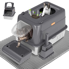 Citylife stainless steel cat litter box with front door offers easy access and spill protection.