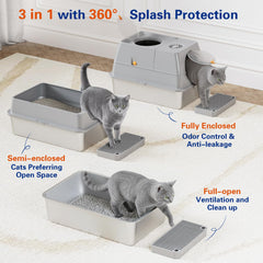 Citylife stainless steel litter box top-entry with pedal shows convenient access for cats