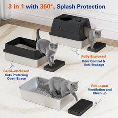 Citylife stainless steel litter box top-entry view showing versatile access for cats.