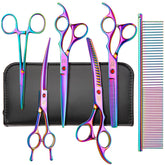 CityWish dog grooming scissors rainbow curved for precise shaping.