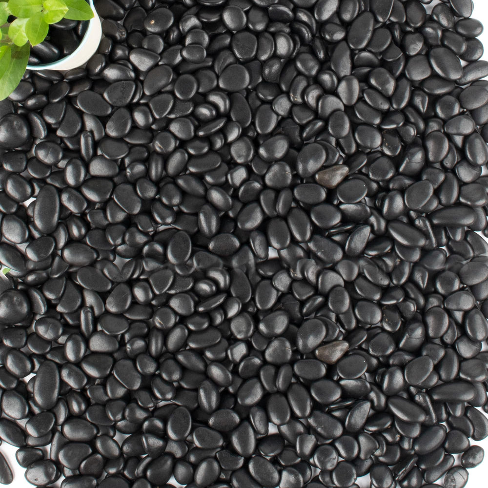 CJGQ 45lb black pebbles for plants in planters offer durable decorative coverage.
