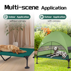 CJYMMFAN dog bed canopy is waterproof for rain-ready outdoor lounging.