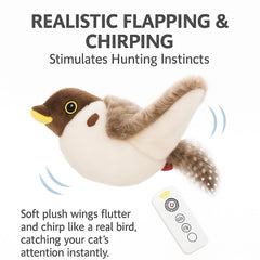 CKFPS Flying Bird Cat Toy chirping sound adds realism to chase-and-pounce playtime.