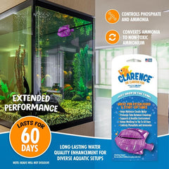 Clarence the Clarifier clears cloudy water after cleaning or startup.