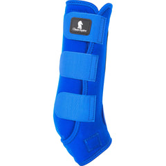 Classic Equine Classic Fit Boot Hind blue suspensory angle view emphasizes proper alignment support.