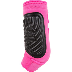 Classic Equine Classic Fit Front Boots hotpink small, close-up shows bound edges for cleaner fit.