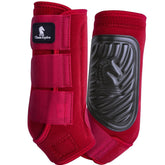 Classic Equine ClassicFit sling boot on the front leg in dark denim, offering added joint protection.