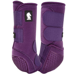 Classic Equine Flexion Hind Boots Small Eggplant provide secure fit and breathability for protected hind legs during rides.