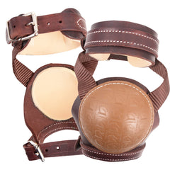 Classic Equine Leather Skid Boot with Nylon Straps side view showing protective shield and secure fit
