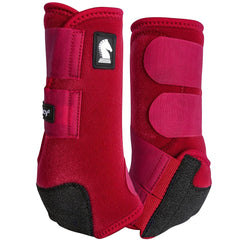 Classic Equine Legacy2 front crimson boot with cradle fetlock protection for suspensory support