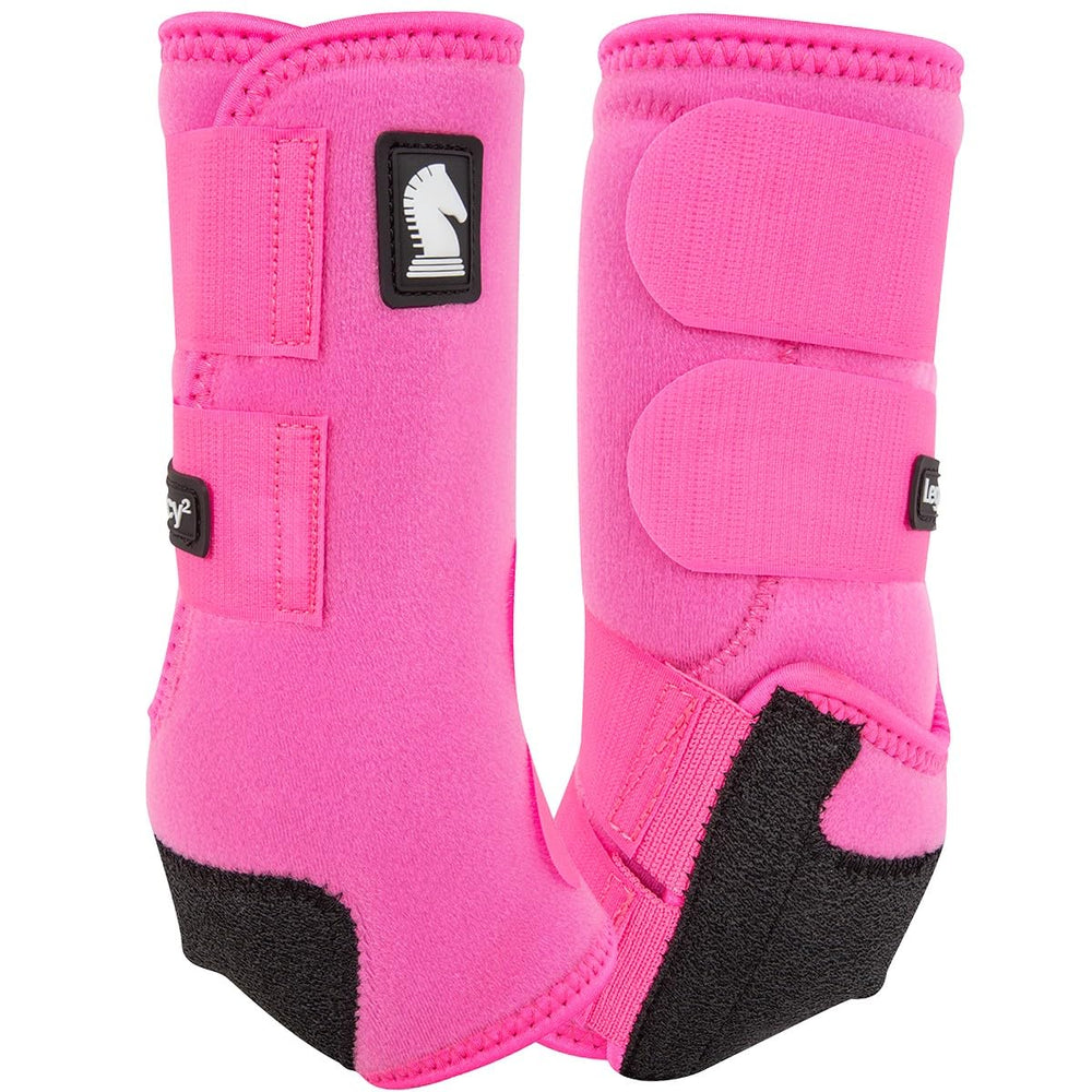 Classic Equine Legacy2 front hot pink boot supports suspensory movement during training