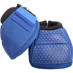 Classic Equine No Turn Flexion Bell Boots in blue, left view, provide stable protection during movement.