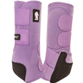 Classic Equine Legacy2 hind lavender boot left view supports leg protection during training.