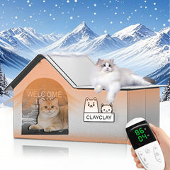 CLAYCLAY sturdy heated cat house in winter with warmth and shelter