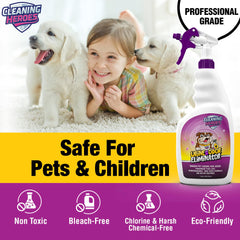 Cleaning Heroes label closeup highlighting enzyme formula and safety