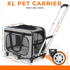 Clements Industries XL Cat & Small Dog Carrier front pocket and washable bedding for convenient organization.