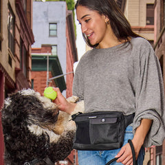 Cleverpup poop bag dispenser in graphite enables tidy pickups on walks.