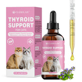 Clidelan bottle label for thyroid support helps support metabolism in cats.