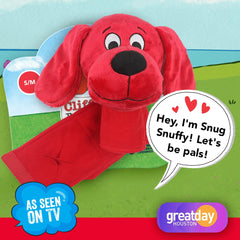Clifford Snug Snuffy plush toy with squeaker and crinkles for sensory fun