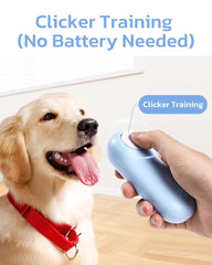 Clink Design clicker dog trainer blue-side angle, compact and portable.