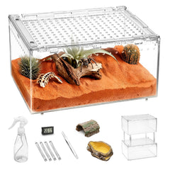 Clioran PC Large Terrarium with Magnetic Lid provides escape-proof housing for small reptiles.