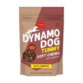 Cloud Star Dynamo Dog Tummy Soft Chews in a bowl show pumpkin-ginger digestive-friendly ingredients