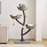 CLVTREBETO 52in gray cat tree tower provides sturdy large-cat support for climbing.