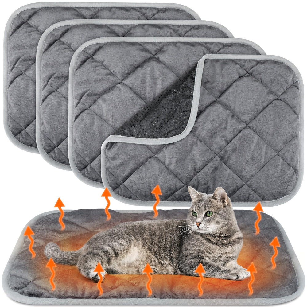 Clysee self-heating pet pad in use provides warm surface for curling up on cold days.