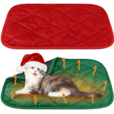 Clysee self-heating pet pad in red-green, compact 16x20 for a cozy nap