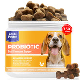 Cnido Petteri probiotics for dogs bottle showing six strains for digestion and balanced gut health.