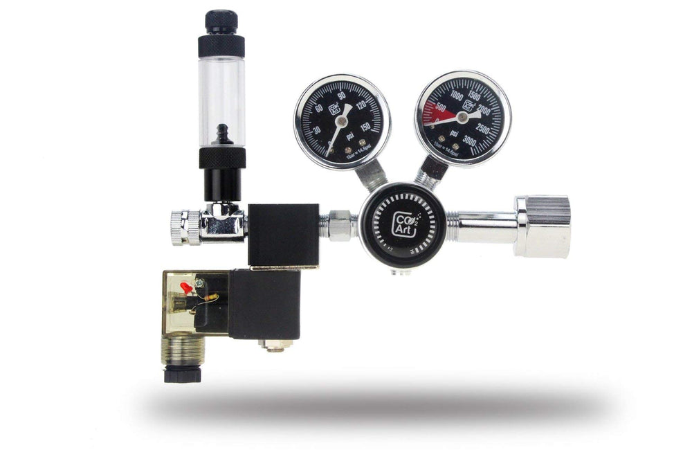 CO2 Art PRO-SE Series regulator front view highlighting compact design for aquariums.