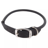 Coastal Pet Circle T Oak Tanned leather round collar close-up showing rich texture for long-haired dogs