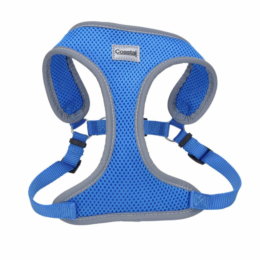 Coastal Pet Comfort Soft Wrap harness on a dog in blue lagoon for daily walks with comfortable support