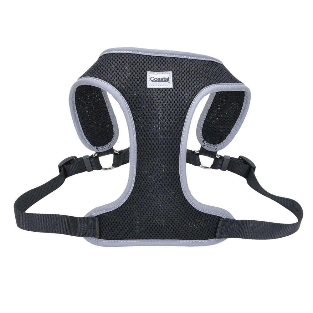 Coastal Pet Comfort Soft Wrap harness front view in black for secure daily walks.