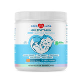 Coco and Luna cat multivitamin bottle label highlights 10-in-1 immune support blend