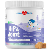 Coco and Luna dog bottle shows hip and joint support for mobility