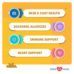 Coco and Luna omega-3 dog chews close-up for healthy joints.